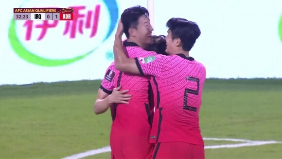 韩国半场1-0领先!李在城门前推射破门建功